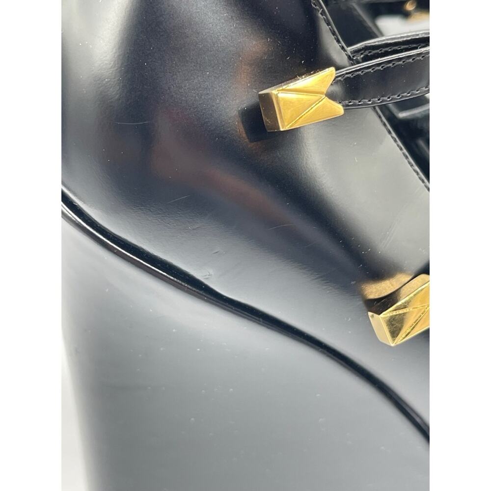 VERSACE Tempest Calf Leather Black Platform Pumps with Gold Hardware Size 39 - Picture 14 of 16